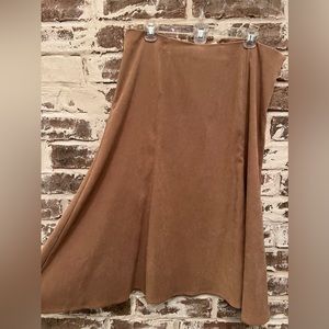 JM Collection faux suede fit and flare midi skirt